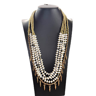 Plunder multi‑strand, gold-and-white style beaded necklace