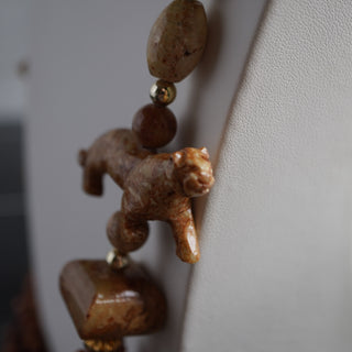 Vintage Multi-Strand Picture Jasper & Picasso Marble Hand-Carved Animal Pendant Necklace - View 6 - Reserved Grace