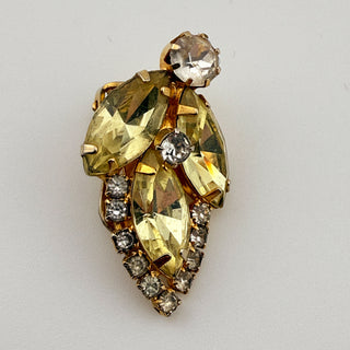 Vintage Weiss Starburst Rhinestone Brooch & Earring Set – Pale Yellow & Crystal