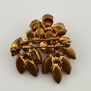 Vintage Austrian Pink and Peridot Rhinestone Cluster Brooch