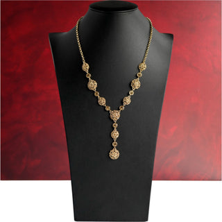 Vintage Gold Tone Rhinestone Y-Drop Necklace