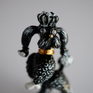 Vintage JJ Poodle Brooch – Black &amp; White Enamel