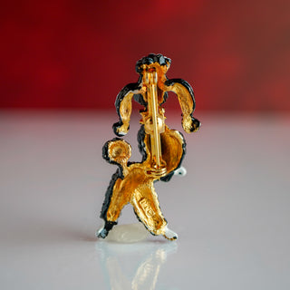 Vintage JJ Poodle Brooch – Black &amp; White Enamel