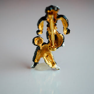 Vintage JJ Poodle Brooch – Black &amp; White Enamel