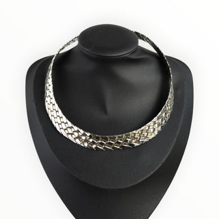 Vintage Taxco Mexico 925 Sterling Silver Woven Collar Necklace - View 2 - Reserved Grace