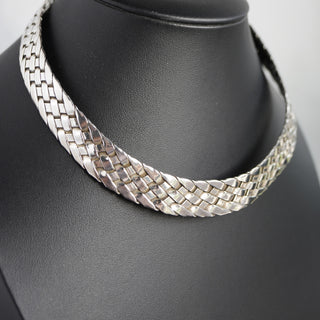 Vintage Taxco Mexico 925 Sterling Silver Woven Collar Necklace - View 4 - Reserved Grace