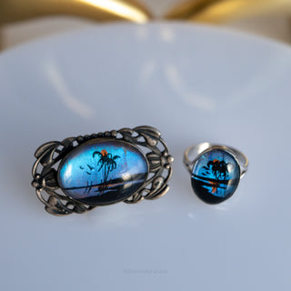 Antique 1930s-1940s Frederick S. Hoffman Sterling Silver Butterfly Wing Brooch and Ring Set - View 2 | Reserved Grace