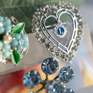 Vintage Mixed Lot Blue Green Horseshoe Heart Novelty Pins by Reserved Grace