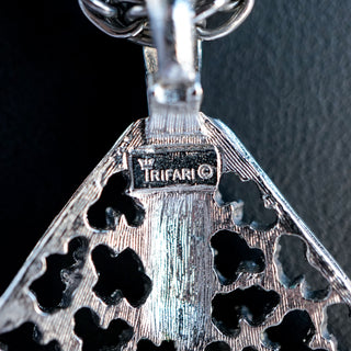 Vintage Crown Trifari Silver Tone Leopard Spot Lucite Pendant Necklace - View 8 | Reserved Grace