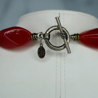 Reserved Grace Ann Cichon Dallas artisan necklace featuring a red carnelian bead and sterling silver toggle clasp.