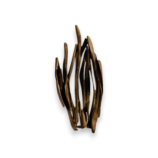 Reserved Grace vintage brutalist gold-tone brass brooch with organic twig or coral-inspired textured design
