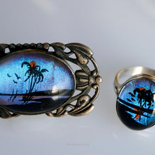 Reserved Grace Antique 1930s Frederick S Hoffman Butterfly Wing Brooch And Ring Set - Jewelry Sets Jewelry Set