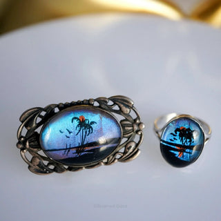 Reserved Grace Antique 1930s Frederick S Hoffman Butterfly Wing Brooch And Ring Set - Jewelry Sets Jewelry Set