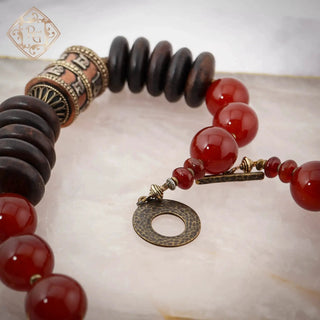 Reserved Grace Massive 258g Artisan Statement Necklace Carnelian Dark Wood - Necklaces
