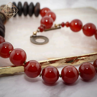 Reserved Grace Massive 258g Artisan Statement Necklace Carnelian Dark Wood - Necklaces