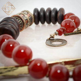 Reserved Grace Massive 258g Artisan Statement Necklace Carnelian Dark Wood - Necklaces