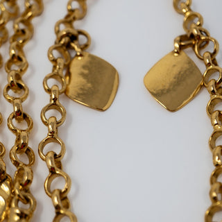 Reserved Grace vintage gold-plated Chanel belcher chain necklace with textured medallion and signature clasp