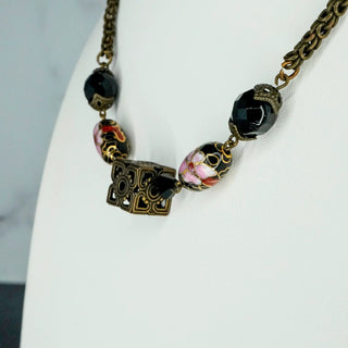 Reserved Grace Vintage Cloisonné Box Pendant Enamel Keepsake Necklace - 24" - Necklaces