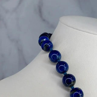 Reserved Grace deep blue lapis lazuli beaded necklace with a slip-over style, 36 inches long.