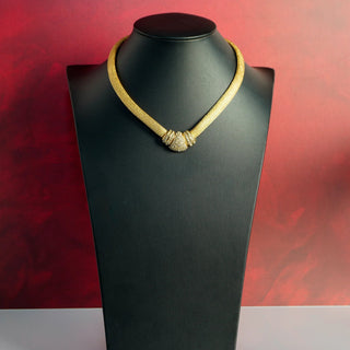 Reserved Grace vintage 1980s Christian Dior gold-tone mesh collar necklace with a central Art Deco style clasp