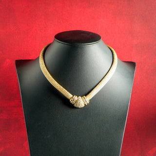Reserved Grace vintage 1980s Christian Dior gold-tone mesh collar necklace with a central Art Deco style clasp