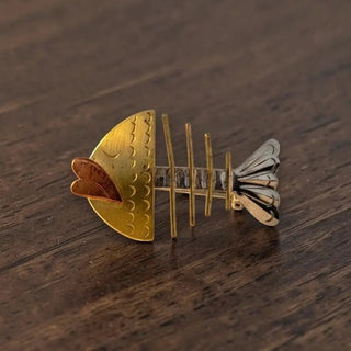 Reserved Grace Whimsical Mixed Metal Fish Brooch Jewelry Statement Pin - Brooches & Lapel Pins Brooch