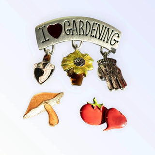 Reserved Grace Vintage Gardening Brooches Mixed Lot Botanical Vegetable Novelty Pins - Brooches & Lapel Pins Brooch Lot