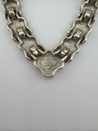 Reserved Grace vintage Monet silver-tone articulated link necklace with signature stamp on the back