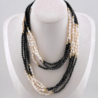 Reserved Grace Vintage JCM Jacmel Jewelry Freshwater Pearls Five-Strand Hand-Knotted Necklace - 32" - Necklaces Necklace