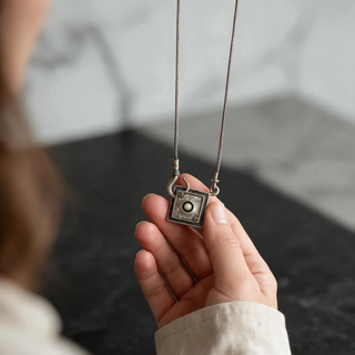 Reserved Grace retired Silpada Didea sterling silver necklace featuring a diamond-shaped pendant with a central pearl.