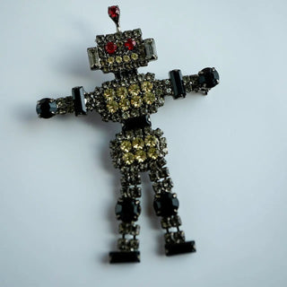 Reserved Grace Vintage Crystal Robot Brooch by Bettina Von Walhof -