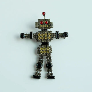 Reserved Grace Vintage Crystal Robot Brooch by Bettina Von Walhof -