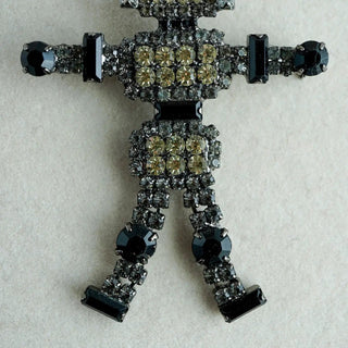 Reserved Grace Vintage Crystal Robot Brooch by Bettina Von Walhof -