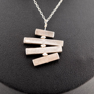 Reserved Grace vintage sterling silver articulated bar pendant necklace on an 18-inch 925 silver chain