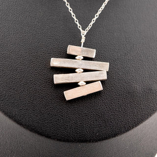 Reserved Grace vintage sterling silver articulated bar pendant necklace on an 18-inch 925 silver chain