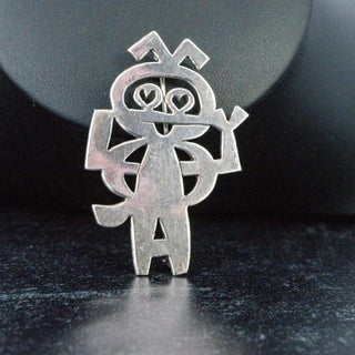 Reserved Grace vintage sterling silver dancing man brooch by Mik Stousland with a whimsical mid-century design