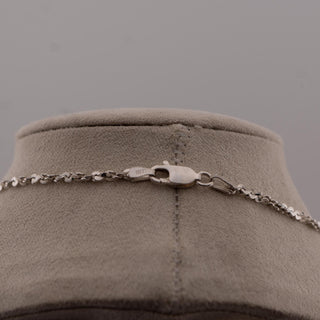 Reserved Grace vintage sterling silver necklace chain with 925 hallmark clasp on a grey display bust.