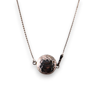 Reserved Grace sterling silver 16-inch Saturn chain necklace with a textured, hammered round pendant.