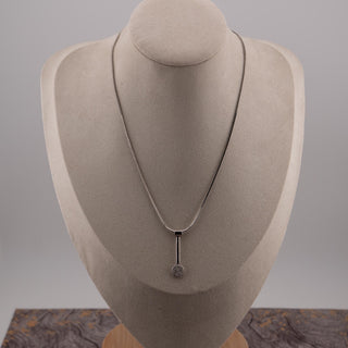 Reserved Grace sterling silver spoon pendant necklace on a display bust, featuring a 17-inch chain and 925 hallmark.