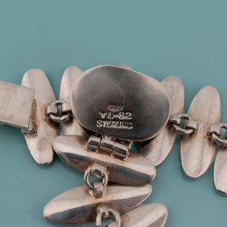 Reserved Grace vintage Taxco Mexican Modernist sterling silver link bracelet showing the TL-82 hallmark on the back