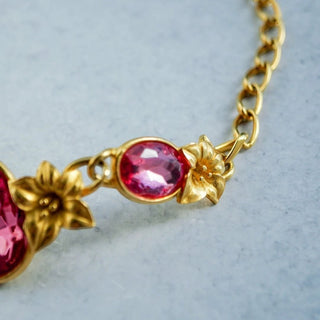 Reserved Grace vintage Trifari Kunio Matsumoto gold-tone necklace with pink crystal floral accents