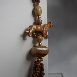 Reserved Grace Vintage Multi Strand Picture Jasper And Picasso Marble Animal Pendant Necklace - Necklaces Necklace