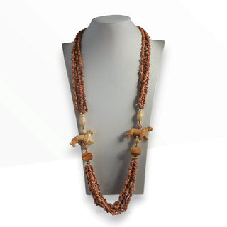 Reserved Grace Vintage Multi Strand Picture Jasper And Picasso Marble Animal Pendant Necklace - Necklaces Necklace