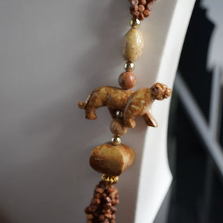 Reserved Grace Vintage Multi Strand Picture Jasper And Picasso Marble Animal Pendant Necklace - Necklaces Necklace
