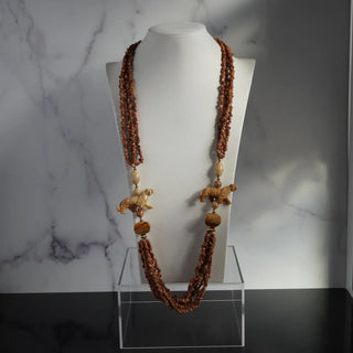 Reserved Grace Vintage Multi Strand Picture Jasper And Picasso Marble Animal Pendant Necklace - Necklaces Necklace