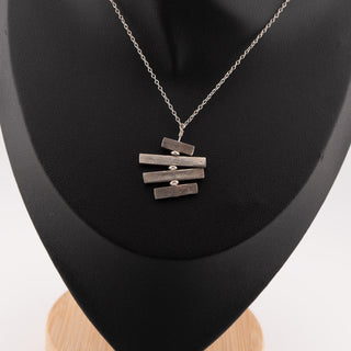 Reserved Grace vintage sterling silver articulated bar pendant necklace on an 18-inch 925 chain displayed on a bust.