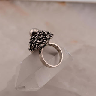 Reserved Grace vintage sterling silver dome ring by E. Granit & Co Design with intricate filigree detailing.