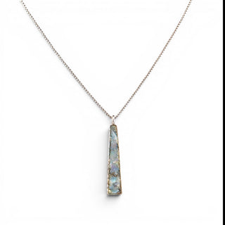 Reserved Grace vintage sterling silver pendant with iridescent abalone inlay on an 18-inch chain