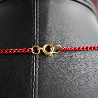 Vintage Red Tassel Necklace – Gold Tone, 24” Chain, Featured in Our Video