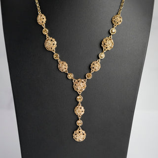 Vintage Gold Tone Rhinestone Y-Drop Necklace